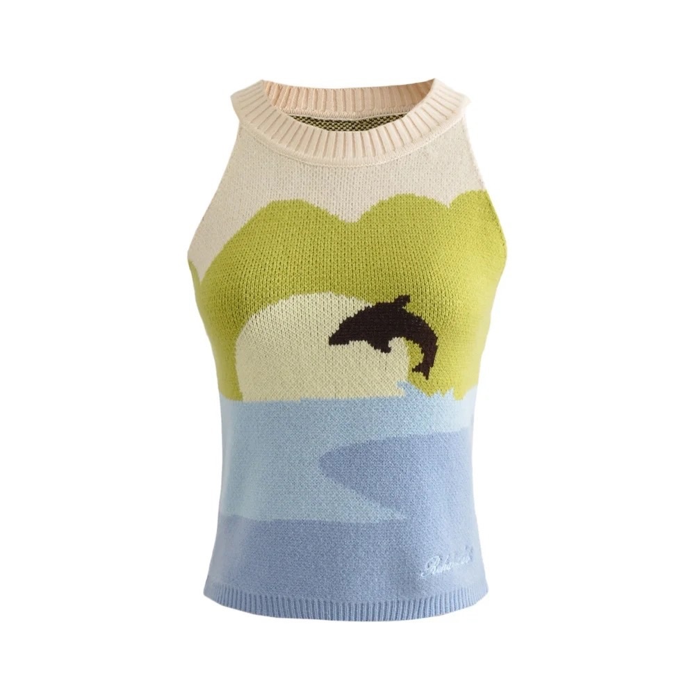 House of Sunny Multicolor Dolphin Crop Top